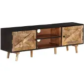 vidaXL Tv-meubel 140x30x46 cm ruw mangohout en massief acaciahout