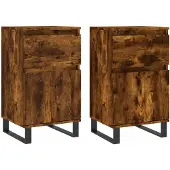 vidaXL Dressoirs 2 st 40x35x70 cm bewerkt hout gerookt eikenkleurig