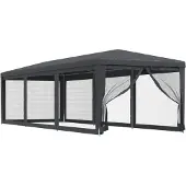 vidaXL Partytent met 8 mesh zijwanden 3x9 m HDPE antracietkleurig