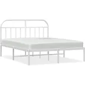 vidaXL Bedframe met hoofdbord metaal wit 150x200 cm