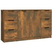 vidaXL Dressoirs 3 st bewerkt hout gerookt eikenkleurig