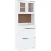 vidaXL Hoge kast ALTA 77x35x188 cm massief grenenhout wit