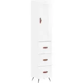 vidaXL Hoge kast 34,5x34x180 cm bewerkt hout hoogglans wit