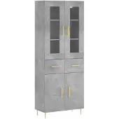 vidaXL Hoge kast 69,5x34x180 cm bewerkt hout betongrijs