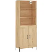 vidaXL Hoge kast 69,5x34x180 cm bewerkt hout sonoma eikenkleurig