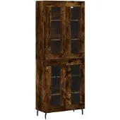 vidaXL Hoge kast 69,5x34x180 cm bewerkt hout gerookt eikenkleurig