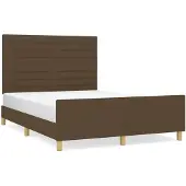 vidaXL Bedframe zonder matras stof donkerbruin 140x190 cm