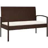 vidaXL Tuinbank met kussen 105 cm poly rattan bruin