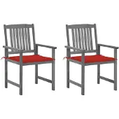 vidaXL Tuinstoelen 2 st met kussens massief acaciahout grijs