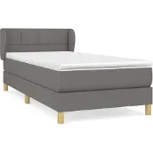 vidaXL Boxspring met matras stof donkergrijs 90x200 cm