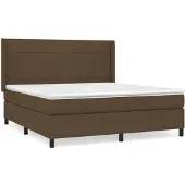vidaXL Boxspring met matras stof donkerbruin 180x200 cm