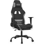 vidaXL Gaming stoel met voetsteun, zwart en lichtgrijs, met stoffen bekleding