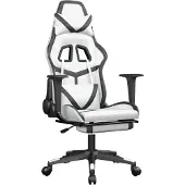 vidaXL Gaming stoel met voetsteun, wit en zwart, kunstleer