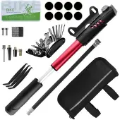 Aihontai Fietsgereedschapset – Reparatiegereedschap met 120 PSI minipomp – Zwart/Rood – Volwassene