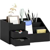 HOMCOM Desktop Organizer-Bamboe-33L x 20,5B x 15,5H cm-Zwart