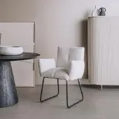 Tower Living Eetkamerstoel Dante - Wit Stof - 67x70x88cm