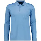 Ragman Regular Fit Poloshirt lange mouw Gletsjerblauw, Faux-uni