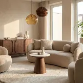 Giga Meubel Bijzettafel Alba Walnoot Marmer 60cm Rond