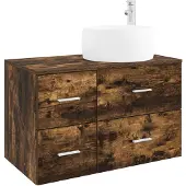 vidaXL Badkamermeubel Set 2 st Gerookt eiken Bewerkt hout