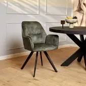 Starfurn Eetkamerstoel Nova - Groen Stof - Set van 2