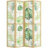 HOMCOM Room Divider-Vliesstof, Grenenhout-160L x 1,8B x 170H cm-Natuurlijk hout+Groen