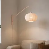 LumenXL Verstelbare wandlamp Flera met ronde beige stoffen kap