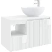 vidaXL Badkamerkast set, 2 stuks, hoogglanzend wit, houtvezel