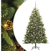 vidaXL Kunstmatige Scharnierende Kerstboom met Kegels Groen 210 cm