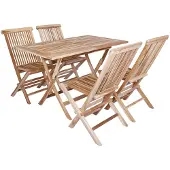 vidaXL Tuinfmeubels Set 5 st Naturel Massief Teakhout