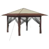 vidaXL Gazebo met 4 zijwanden, 3,3 x 3,3 m, crème en bruin
