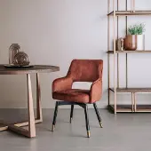 Tower Living Eetkamerstoel Lenno - Bruin/Koper Stof - 61x61x86cm