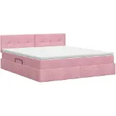 vidaXL Opbergbed met hoofdeinde Roze 160 x 200 cm Fluweel