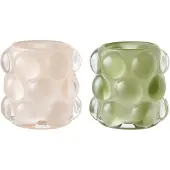 Nest of Nora Kaarsenhouders set van 2 - Glas - Beige-Groen