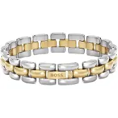 BOSS Tweekleurige schakelarmband met gegraveerd logo