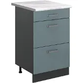 Vicco Keukenonderkast R-Line, Blauw-grijs/Antraciet, 50 cm marmer werkblad