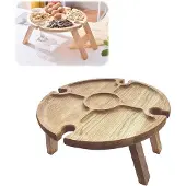 Famanu campingtafel met wijnglashouder, 30x16 cm - Opklapbaar en draagbaar