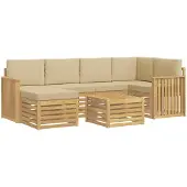 Syfax Buiten bankenset 7 pcs Wit en Beige Polyester