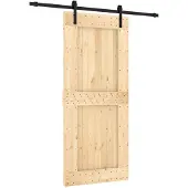 Syfax Schuifdeur Naturel en Zwart 90 x 210 cm Massief Grenenhout