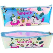 Lean Holografische etui voor meisjesschool Zomer Eenhoorns 20x8cm