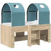 vidaXL Bed met tunnel, 3 stuks, Sonoma en lichtblauw, houtvezel