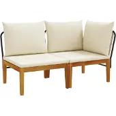 vidaXL 2 st Tuin Lounge Set met Kussens Massief acaciahout & touw