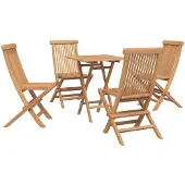 vidaXL Inklapbare tuin eetset 5 pcs Naturel Massief Teakhout