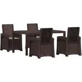 vidaXL Tuin Eettafel Set 5 st Bruin en lichtgrijs PP