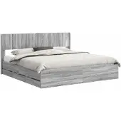 vidaXL Bedframe met opbergruimte en hoofdbord Grijs sonoma