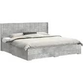 vidaXL Bedframe met opbergruimte en hoofdbord Betongrijs Bewerkt hout