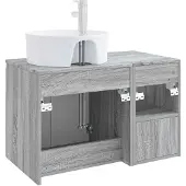 vidaXL Badkamerkast set, 2 stuks, grijs Sonoma, houtfineer