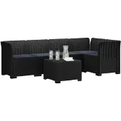 vidaXL - 5-Zits - Tuinbank - met - Kussens - Rattanlook - PP - Antraciet