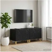 vidaXL Tv-meubel Zwart Bewerkt hout