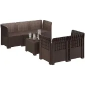 vidaXL 5-Zits Tuinbank Rattanlook PP Bruin