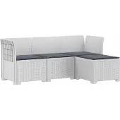 vidaXL 4-Zitter Tuin Sofa met Kussens Rattan Look PP Wit